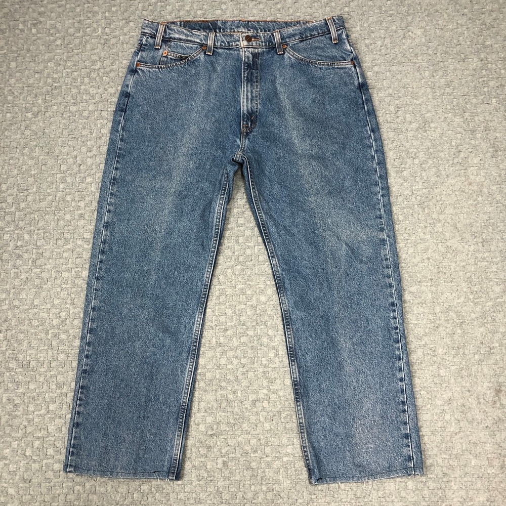 VTG Levis 505 Jeans Mens 38x30 Blue Denim Straight Leg Orange Tab Made USA 90s